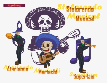 Calavera Mexican Skull Sticker Vinyl Wall Art, Black - Day Of The Dead Guitar, HD Png Download, Free Download