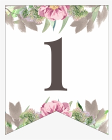 Number 1 Free Printable Floral Banner Flag - Floral Design, HD Png Download, Free Download
