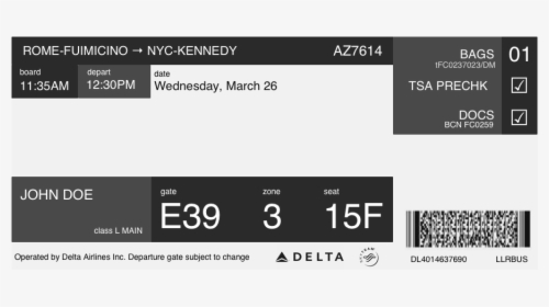 Plane Ticket - Delta Airlines Toys, HD Png Download, Free Download