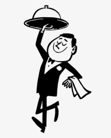 Restaurants Clipart Waiter - Waiter Clipart Black And White, HD Png Download, Free Download
