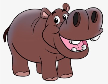Drawing Hippopotamus Wild Animal - Wild Animals Hippo Cartoon, HD Png Download, Free Download