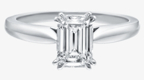 Solitaire, Emerald-cut Engagement Ring - Emerald Cut Diamond Solitaire Rings, HD Png Download, Free Download