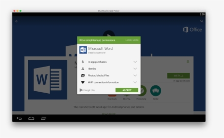 Bluestacks Android Emulator Officially Expands To Os - Microsoft Word, HD Png Download, Free Download