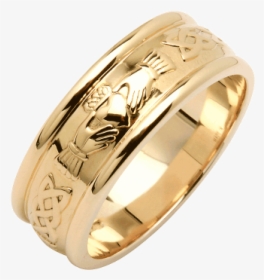 Claddagh Mens Wedding Ring Gold, HD Png Download, Free Download