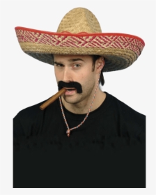 Man Wearing A Sombrero , Png Download - Mexican Hat And Moustache, Transparent Png, Free Download
