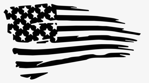 Tattered American Flag - American Flag Clipart Black And White, HD Png Download, Free Download
