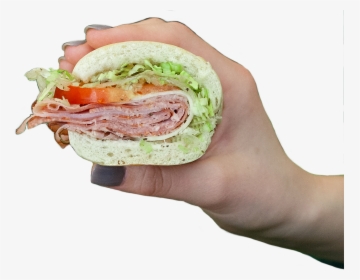 Hand Holding Milio"s Sandwich - Fast Food, HD Png Download, Free Download