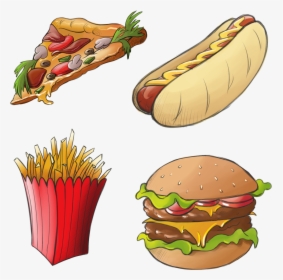 Food Junkfood Pizza Hotdog Frenchfries Hamburger Picnic - Food, HD Png Download, Free Download