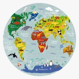 World Map Round Placemat "  Class= - Round Map Of The World, HD Png Download, Free Download