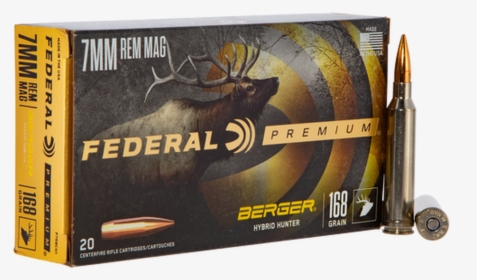 Federal Premium 7mm Remington Mag 168gr, Berger Hybrid - 7 Mm Federal Ammo, HD Png Download, Free Download