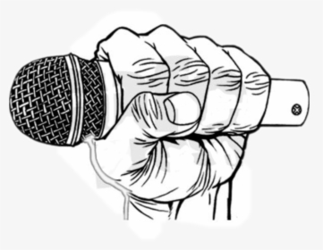 Microphone Drawing Hand Holding For Free Download - Hand Holding Microphone Drawing, HD Png Download, Free Download