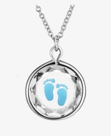 Baby Footprints Enameled Baby Blue In White Crystal - Necklace, HD Png Download, Free Download