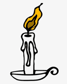 Candle, Outline, Yellow, Fire, Cartoon, Lit, Flame - Old Candle Clip Art, HD Png Download, Free Download