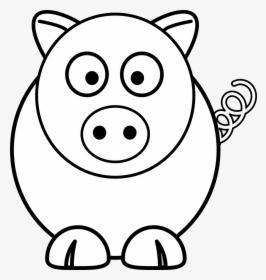Transparent Pig Outline Png - Cartoon Pig Clip Art Black White, Png Download, Free Download