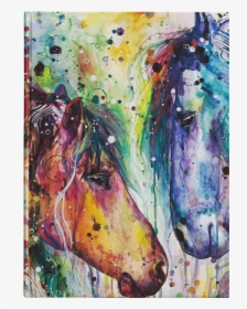 Two Horses Colorful Watercolor Painting Hardcover Journals"  - Colourful Horses Abstract Painting, HD Png Download, Free Download