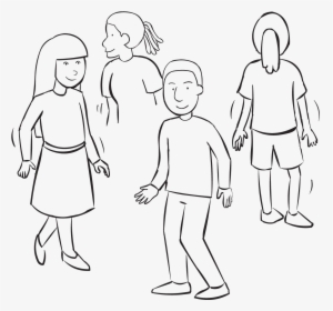 Group Of People Moving About An Area, As Part Of Fun - Line Art, HD Png Download, Free Download