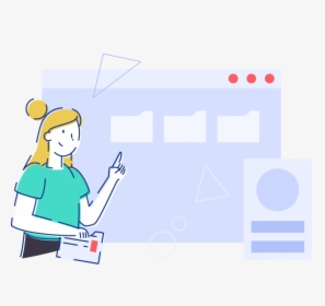 Illustration Of A Woman Pointing At A Ui - Cartoon, HD Png Download, Free Download
