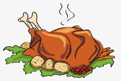 Roast Chicken , Png Download - Drawing Of A Turkey Dinner, Transparent Png, Free Download