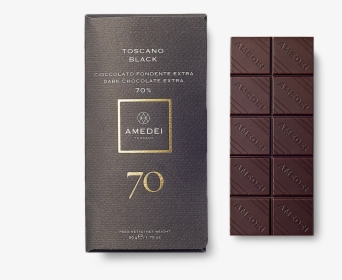 Amedei Toscano Black 70% Dark Chocolate Bar Open - Chocolate, HD Png Download, Free Download