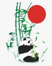 Giant Panda Bamboo Drawing Adobe Illustrator - Panda Drawing With Bamboo, HD Png Download, Free Download