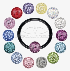 Titanium Ball Closure Ring With Clip In Crystal Ball - Barbell, HD Png Download, Free Download