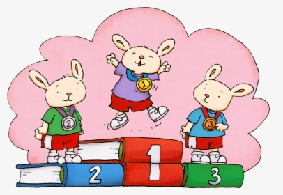 Cartoon Of Rabbits Winning Olympic Medals - Cartoon, HD Png Download, Free Download