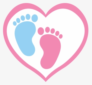 Blue Footprint And Pink Footprint Inside A Heart Shape - Black Foot Logo, HD Png Download, Free Download