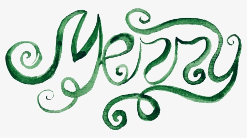 Green Handwritten English Christmas Art Word Transparent - Illustration, HD Png Download, Free Download