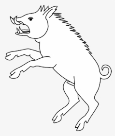 Head, Outline, Drawing, Cartoon, Pig, Wild, Stand, - Blue Boar Coat Of Arms, HD Png Download, Free Download