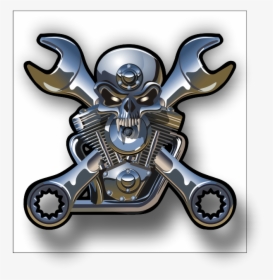 Chrome Motorcycle Engine W/ Skull - Chrome Stickers For Motorcycles, HD Png Download, Free Download