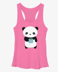 Kawaii Coffee Drinking Panda Racerback - T-shirt, HD Png Download, Free Download