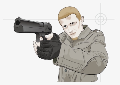 Clipart Gun Gun Shooting - People With Gun Drawing, HD Png Download, Free Download