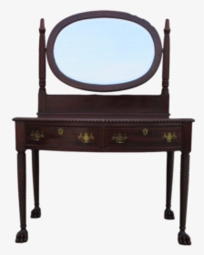 Antique Vanity Table With Mirror With Double Drawers - Table, HD Png Download, Free Download