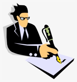 Vector Illustration Of Businessman Writing On Paper - Writing Man Vector  Png, Transparent Png - kindpng