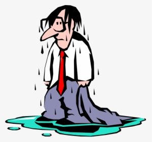 Vector Illustration Of Rain Soaked Businessman Proves - Wet Clipart, HD Png Download, Free Download