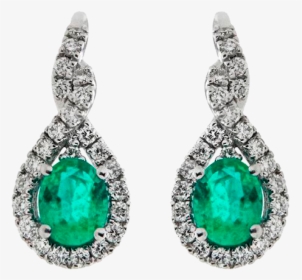 Mirco Visconti White Gold Emerald Diamond Earrings - Orecchini Smeraldo, HD Png Download, Free Download