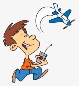 Remote Control Plane Cartoon Clipart , Png Download - Boy Black And White, Transparent Png, Free Download