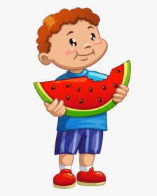 Transparent Summer Clip Art Png - Boy Eating Watermelon Clipart, Png Download, Free Download