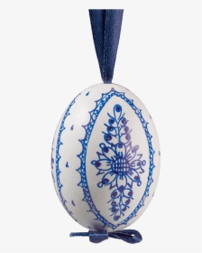 Easter Egg White With Blue Flower And Decor - Locket, HD Png Download, Free Download