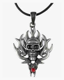 Ytc 2358 Skull W/ Flame Ruby Pendant - Pendant, HD Png Download, Free Download