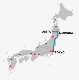 Akita-shinkansen - Color Map Of Japan, HD Png Download, Free Download
