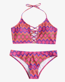 Women"s Swimwear Set Geometric Pattern Hollow Out Push - Swimsuit Top, HD Png Download, Free Download