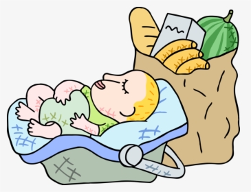 Vector Illustration Of Sleeping Infant Baby With Supermarket, HD Png Download, Free Download
