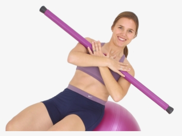 Crunch With Body Toning Bars On Swiss Ball - Pilates, HD Png Download, Free Download