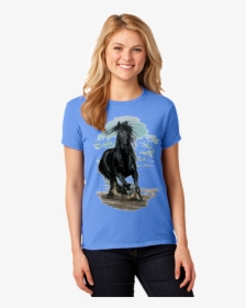 Outer Banks Corolla Wild Horse Running In Waves Obx - Gildan Yellow T Shirt Women, HD Png Download, Free Download