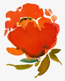 Hand Painted Orange Red Rendering Flower Png Transparent - Transparent Red Orange Flower Clip Art, Png Download, Free Download