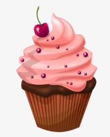 Cupcake Muffin Birthday Cake Chocolate Cake Frosting - Cartoon Cupcake Transparent Background, HD Png Download, Free Download