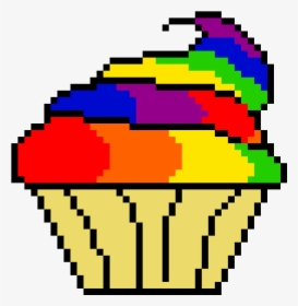 Rainbow Cupcake - Pixel Art Cat With Fish, HD Png Download, Free Download