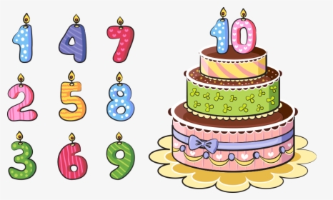 Birthday Cake Cartoon - Birthday Cakes Number Candles Png, Transparent Png, Free Download