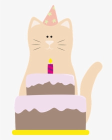 Cat, Birthday, Cake, Birthday Cake, Kitten, Cute - Gato Con Gorro De Cumpleaños, HD Png Download, Free Download